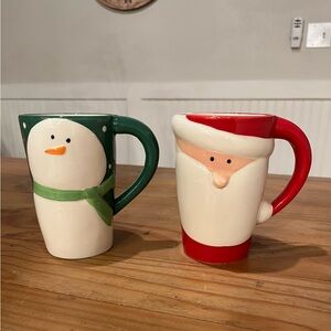 Festive Snowman and Santa Mug Set